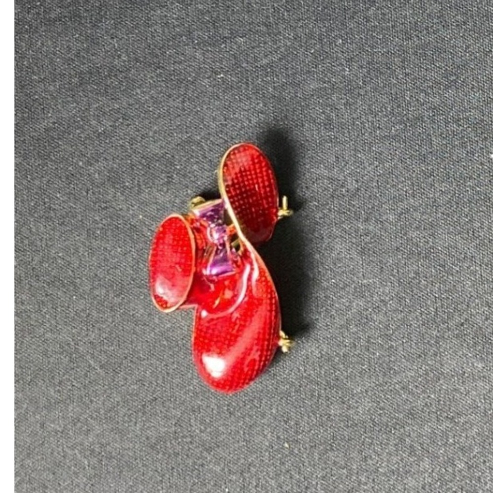 Red Enamel Shoe‎ Pin Brooch Vintage Style Designer Accessory